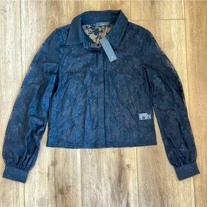 Lulu’s Black Lace Button Up Top